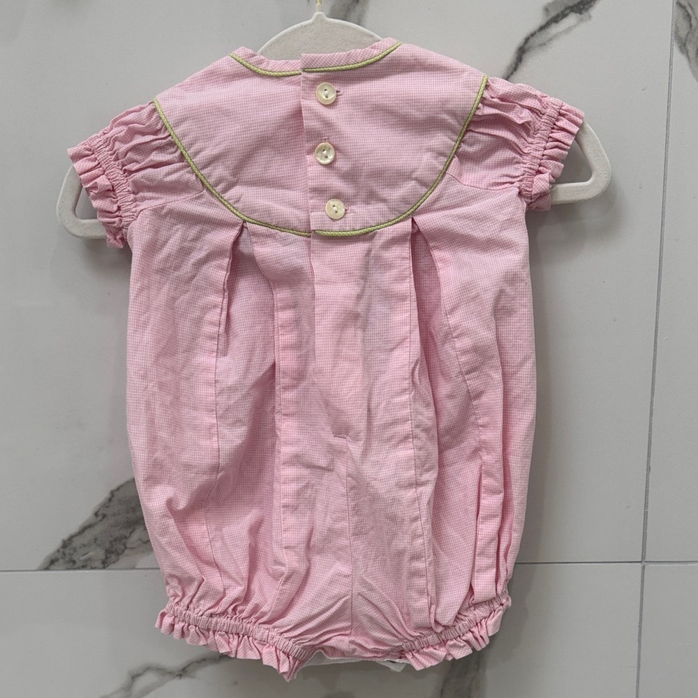 Baby Pink Smocked One Piece with Embroidered Detail - Picture 4 of 4